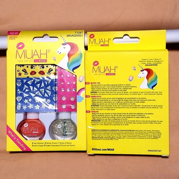 NWT MUAH What's Trending Nail Art Kit by Kiss RAINBOW UNICORN Set! - Picture 4 of 16